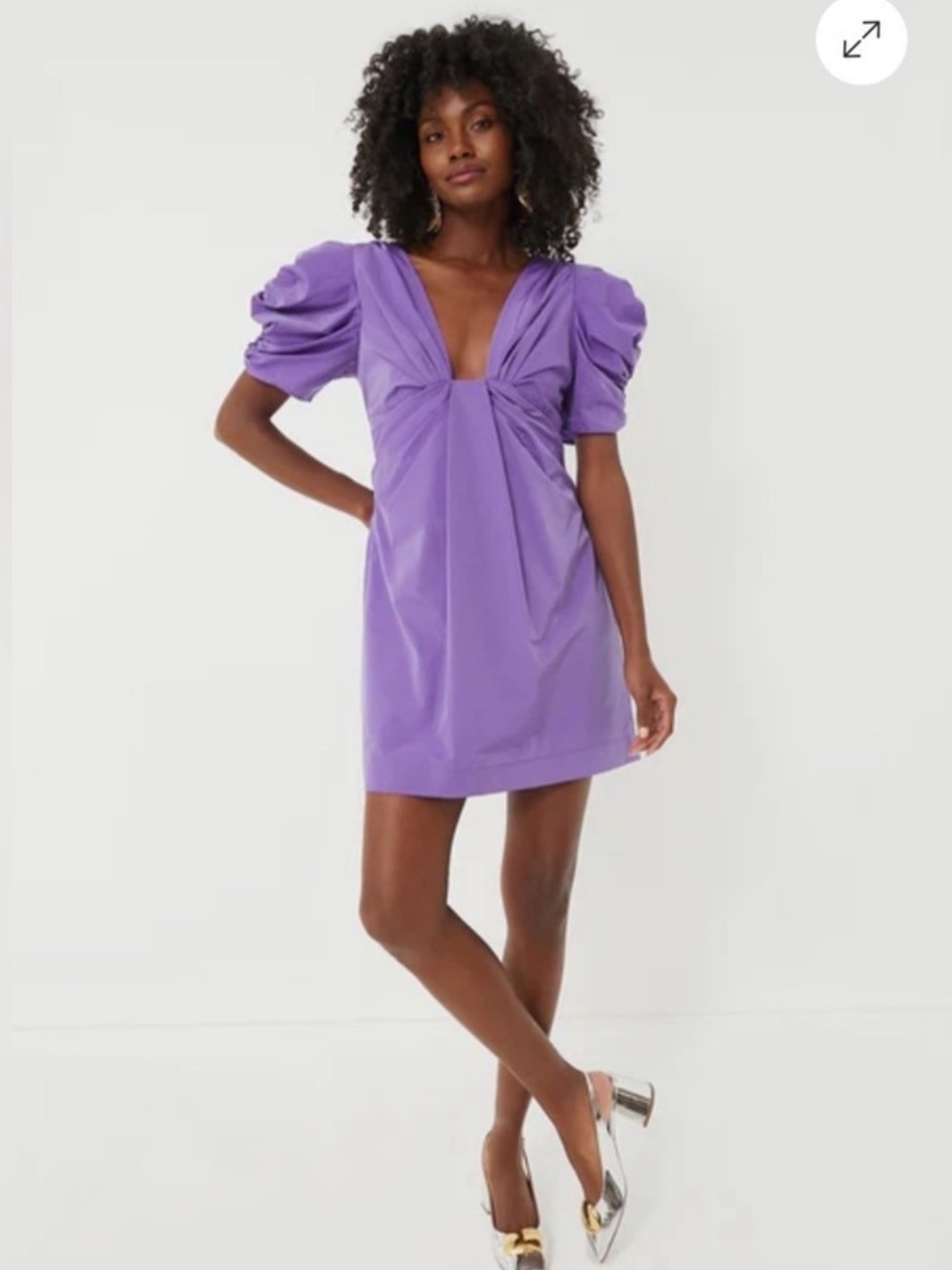 Tuckernuck/Hyacinth House Lavender Puff-Sleeve Mini Dress, Size Small, EUC